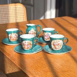 Vintage Demitasse Hand-Painted Tea Set